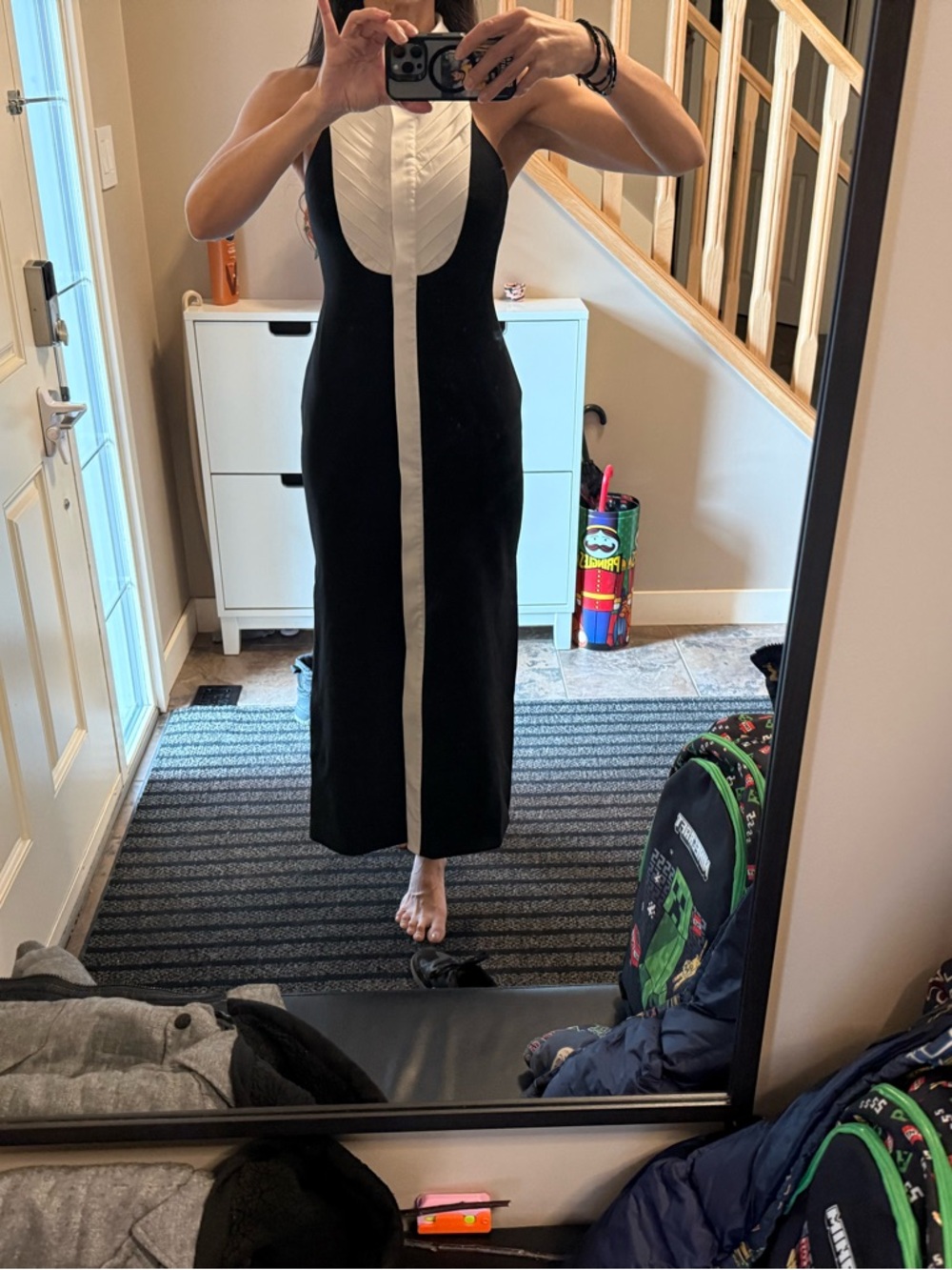 Karen Millen Black Maxi Dress with White Panel